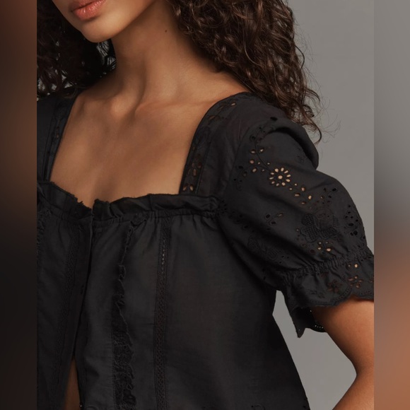 NWT By Anthropologie Puff Sleeve Eyelet Top - Picture 2 of 8